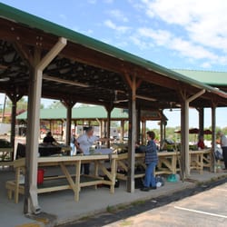 Uptown Martinsville Farmers Market - Vendors are set up under a good solid breezeway