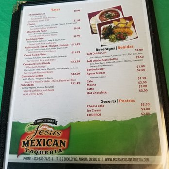 Jesus Mexican Taqueria - Menu - Mexican Near Me - Aurora, Colorado