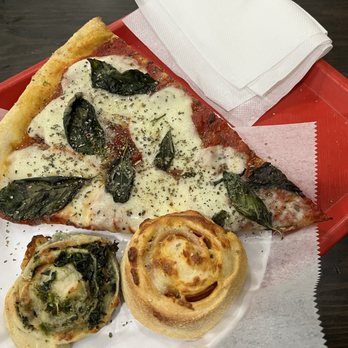 D'Angelo's Pizzeria - Margherita Slice with a Spinach Roll and a Pepperoni Roll - Pizza Near Me - Forest Hills, New York D'Angelo's Pizzeria - Margherita Slice with a Spinach Roll and a Pepperoni Roll - Pizza Near Me - Forest Hills, New York