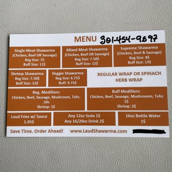 Laud Shawarma - Menu - African Near Me - Clarksville, Maryland