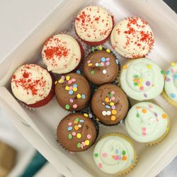 Southern Red Velvet Cake, vanilla, German Chocolate Cupcake 4-box