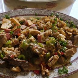 The Romanian dinner- the meat is melt in your mouth tender.