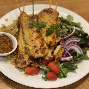 dean by dean noodles - Chicken Satay Dish with salad and peanut sauce - Thai Near Me - Rowland Heights, California