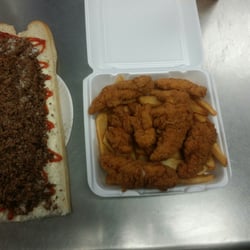 Nicholas Sub & Pizza Shop - LG 15 inches steak and cheese and a chicken fingers dinner