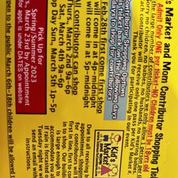 Kid’s Market - Early pass to shop - come early to get in at 4 but closer to 5 can usually get in -no problem