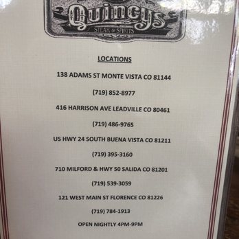 Quincy's - Steakhouses Near Me - Florence, Colorado Quincy's - Steakhouses Near Me - Florence, Colorado
