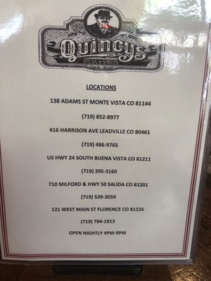 Menu photo 5 Quincy's Florence, CO