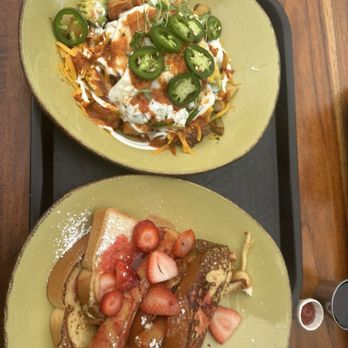Golden Gate Bistro - Loaded Breakfast Potatoes & Strawberry French toast. - Breakfast & Brunch Near Me - Richmond, California