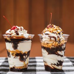 Fryer's Roadside - Peanut Butter Sundae, Chocolate Fudge Sundae