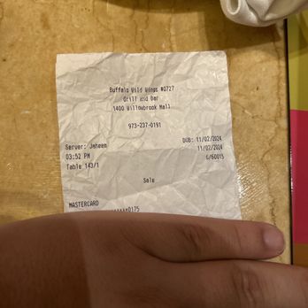 Buffalo Wild Wings - Receipt - American Near Me - Wayne, New Jersey