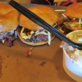 Stack City BBQ & Beer - another trio of delectableness with a side tater salad...yum - Barbeque Near Me - Austin, Texas Stack City BBQ & Beer - another trio of delectableness with a side tater salad...yum - Barbeque Near Me - Austin, Texas