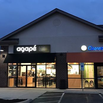 Agapé Mediterranean - exterior of restaurant at dusk - Mediterranean Near Me - Columbus, Ohio