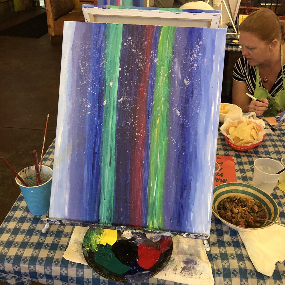Yaymaker - Trees and moon reflection painting - Party & Event Planning Near Me Yaymaker - Trees and moon reflection painting - Party & Event Planning Near Me