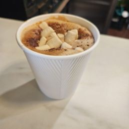 Dark chocolate mocha with fresh made maple marshmallows. Dark chocolate mocha with fresh made maple marshmallows.