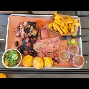 Wild Fig BBQ - Two Meat, Two Side Brisket Chopped Brisket Corn Muffins (pair), fries, green chili - Barbeque Near Me - Las Vegas, Nevada Wild Fig BBQ - Two Meat, Two Side Brisket Chopped Brisket Corn Muffins (pair), fries, green chili - Barbeque Near Me - Las Vegas, Nevada