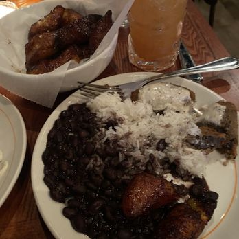 Cafe La Trova - Black beans rice maduros and mushroom risotto croquettes - Cocktail Bars Near Me - Miami, Florida