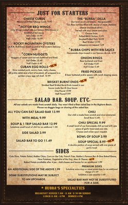 Menu photo 1 Bubba’s Bar-B-Que Cody, WY Menu photo 1 Bubba’s Bar-B-Que Cody, WY