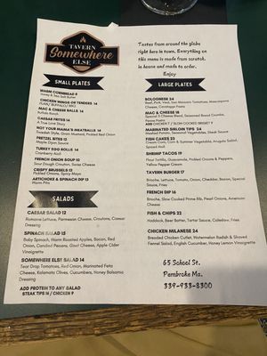 Menu photo 1 Somewhere Else Tavern Pembroke, MA