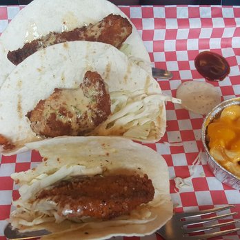 BBQ'd Productions - Fish tacos with smoked gouda mac n cheese ..yummy - New American Near Me - Third Lake, Illinois BBQ'd Productions - Fish tacos with smoked gouda mac n cheese ..yummy - New American Near Me - Third Lake, Illinois