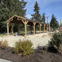 Outdoor covered gathering pavilion under construction
