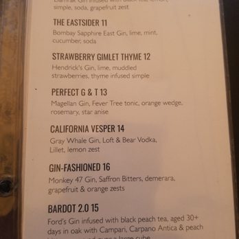Bardot - Almost every drink on this menu is good!  I haven't had all... but, soon! ;) - New American Near Me - Claremont, California