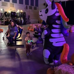 Riverside County Fairgrounds - Rainbow zombie unicorn saying hi and taking photos with kids