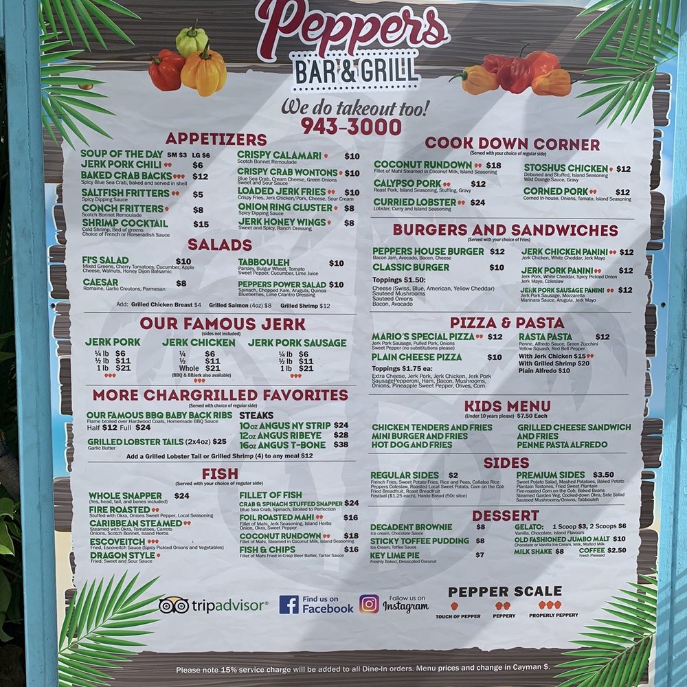 Pepper's Bar & Grill - Menu - Bars Near Me - George Town, UM Pepper's Bar & Grill - Menu - Bars Near Me - George Town, UM