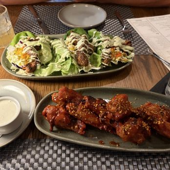 Emmaline's - Apps - bbq chicken wings and tuna lettuce wraps - New American Near Me - Greenville, South Carolina Emmaline's - Apps - bbq chicken wings and tuna lettuce wraps - New American Near Me - Greenville, South Carolina