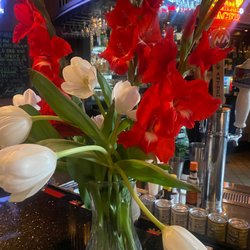 Beautiful flowers at the bar