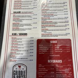 Griddle & Grits - Menu back