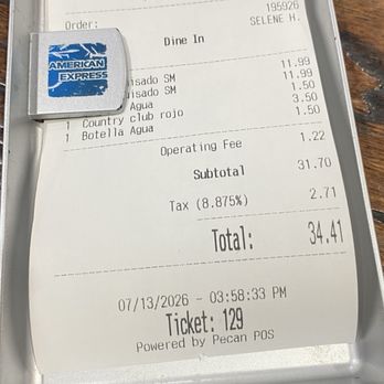 El Nuevo Capri II - I was so hungry I forgot to take pictures of my food, but this is the bill - Dominican Near Me - New York, New York El Nuevo Capri II - I was so hungry I forgot to take pictures of my food, but this is the bill - Dominican Near Me - New York, New York