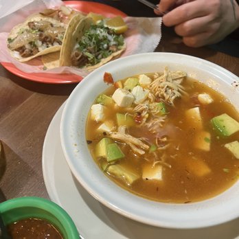 Tacos Cecina - a bowl of soup and a plate of tortillas - Tacos Near Me - Houston, Texas Tacos Cecina - a bowl of soup and a plate of tortillas - Tacos Near Me - Houston, Texas
