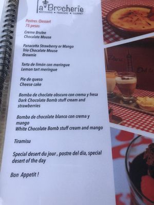 Menu photo 3 La Brocherie Playa del Carmen, ROO