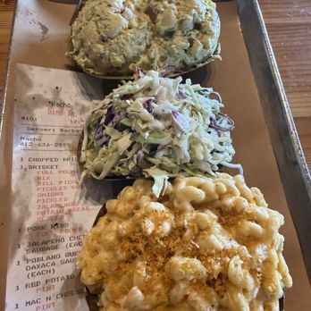 Moo's Craft Barbecue - Sides mashed potatoes, macncheese and coleslaw. - Barbeque Near Me - Los Angeles, California