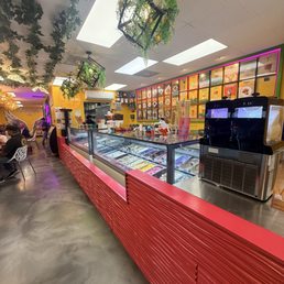 Gelato case with menu board