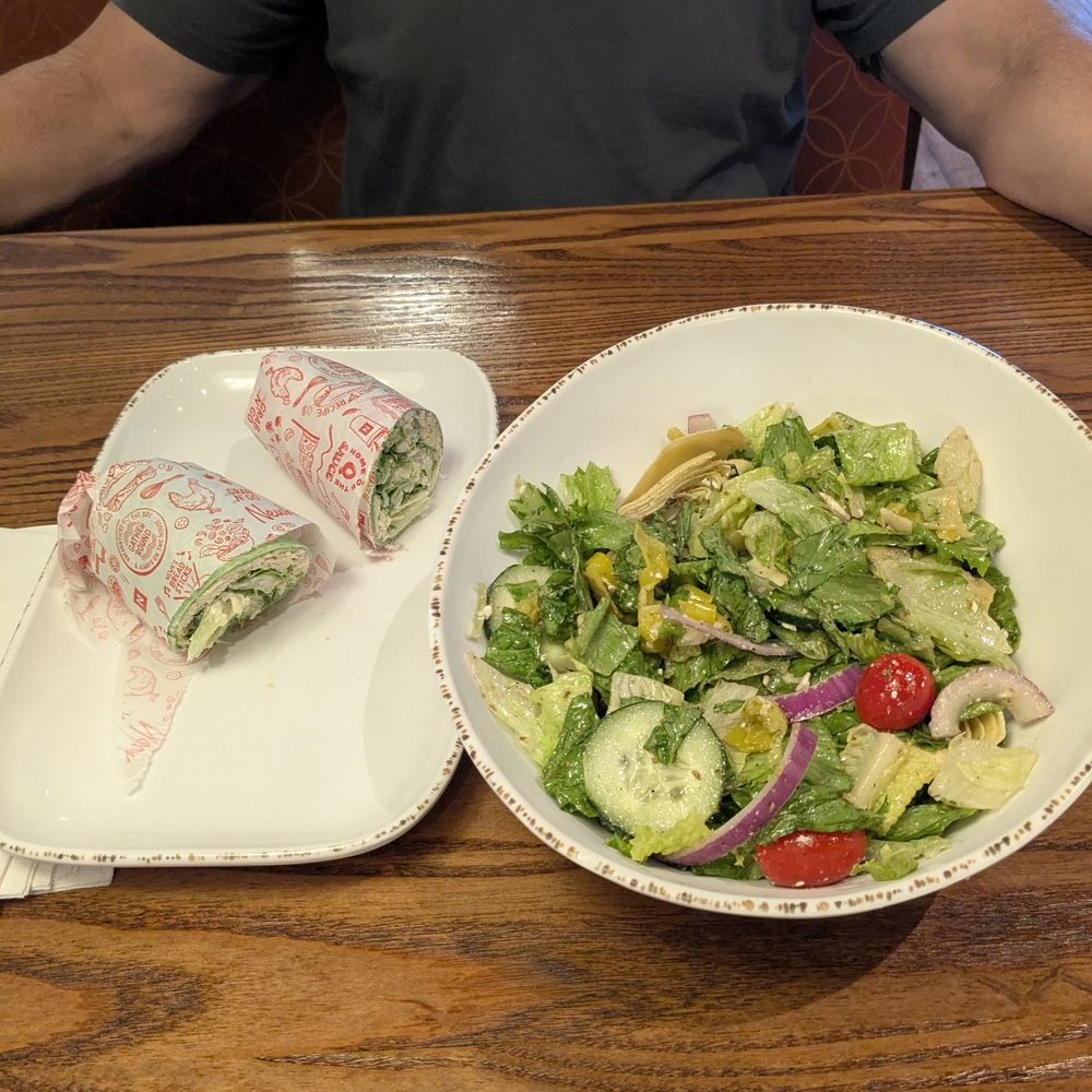 Newk's Eatery - Chicken Caesar sandwich and Greek salad. - Salad Near Me - San Angelo, Texas Newk's Eatery - Chicken Caesar sandwich and Greek salad. - Salad Near Me - San Angelo, Texas