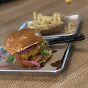 Big Buns - The Collaboration Burger w/ truffle fries - Burgers Near Me - Arlington, Virginia Big Buns - The Collaboration Burger w/ truffle fries - Burgers Near Me - Arlington, Virginia