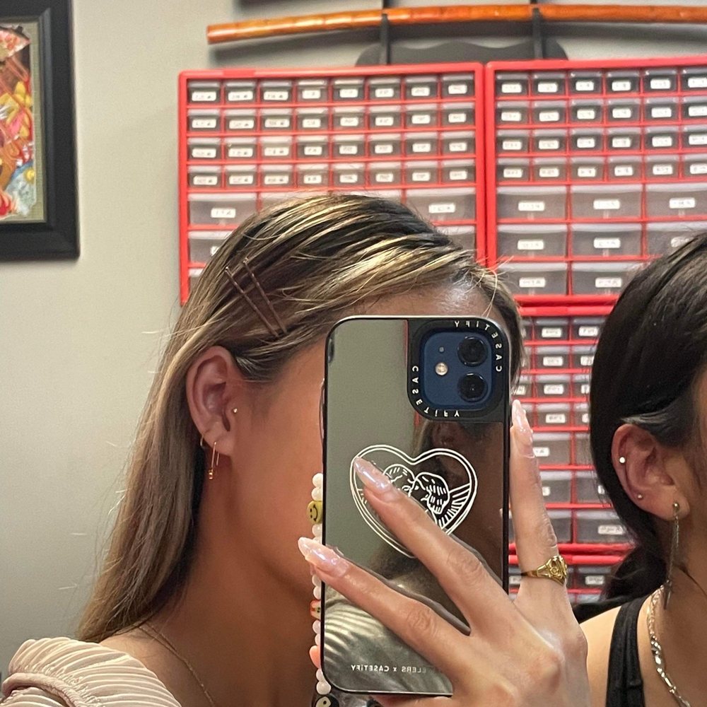 My Tattoo - friend's cute tragus ($40) and my piercing $35 (The one in the middle, considered upper lobe?) - Tattoo Near Me - Alhambra, California My Tattoo - friend's cute tragus ($40) and my piercing $35 (The one in the middle, considered upper lobe?) - Tattoo Near Me - Alhambra, California
