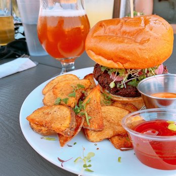 Backslope Brewing - Sunshine veggie burger (vegan style) - Breweries Near Me - Columbia Falls, Montana Backslope Brewing - Sunshine veggie burger (vegan style) - Breweries Near Me - Columbia Falls, Montana