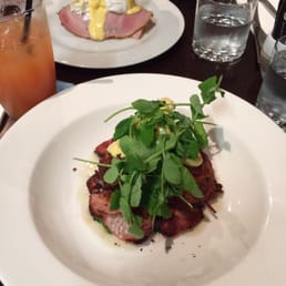 Bubble and Squeak, with Eggs Benedict in the background. Bubble and Squeak, with Eggs Benedict in the background.