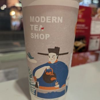 Modern Tea & Salad - Iced Osmanthus Longjin Milk Tea With Oat Milk - Bubble Tea Near Me - New York, New York