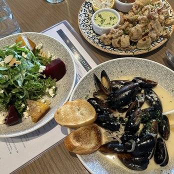 The Goldfinch - Roasted Beets Salad, Calamari, Black Mussels - New American Near Me - Irvine, California The Goldfinch - Roasted Beets Salad, Calamari, Black Mussels - New American Near Me - Irvine, California