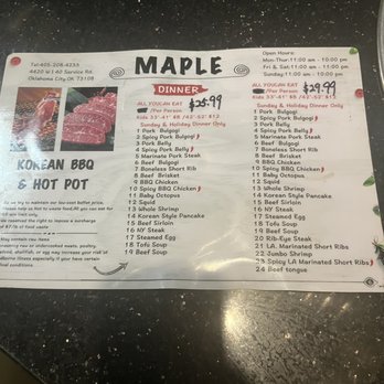 Maple Korean BBQ - Menu - Barbeque Near Me - Oklahoma City, Oklahoma