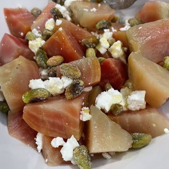 Kelder's Farm - Beet salad with goat cheese and candied pistachios - Pick Your Own Farms Near Me - Kerhonkson, New York Kelder's Farm - Beet salad with goat cheese and candied pistachios - Pick Your Own Farms Near Me - Kerhonkson, New York