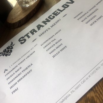 Strangelove's - Shots menu - Bars Near Me - Philadelphia, Pennsylvania