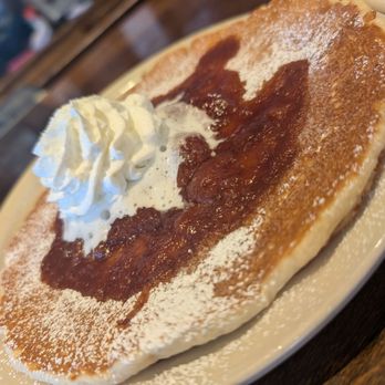 Hatch'd - Pancake with Strawberry Compote - Breakfast & Brunch Near Me - St. Louis, Missouri Hatch'd - Pancake with Strawberry Compote - Breakfast & Brunch Near Me - St. Louis, Missouri