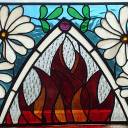 DMB Stained Glass - Top panel of a Penticost window.