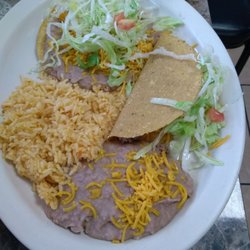 Cristina's Family Restaurant - Tostada, taco, rice and beans