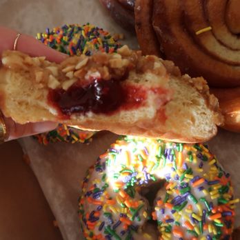 The Donuttery - Vegan pbj with jelly inside and peanuts on top of peanut butter frosting - Donuts Near Me - Huntington Beach, California The Donuttery - Vegan pbj with jelly inside and peanuts on top of peanut butter frosting - Donuts Near Me - Huntington Beach, California