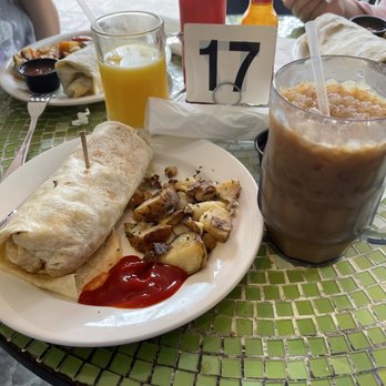 Cafe Zocalo - Chorizo Burrito and Horchata Ice Coffee - Bakeries Near Me - Orange, California